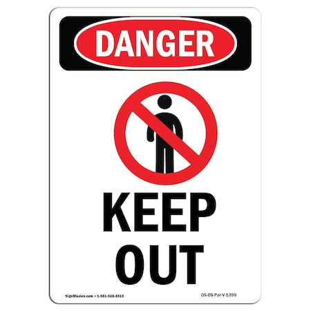 Signmission Safety Sign, OSHA Danger, 5" Height, Keep Out, Portrait, 10PK OS-DS-D-35-V-1399-10PK